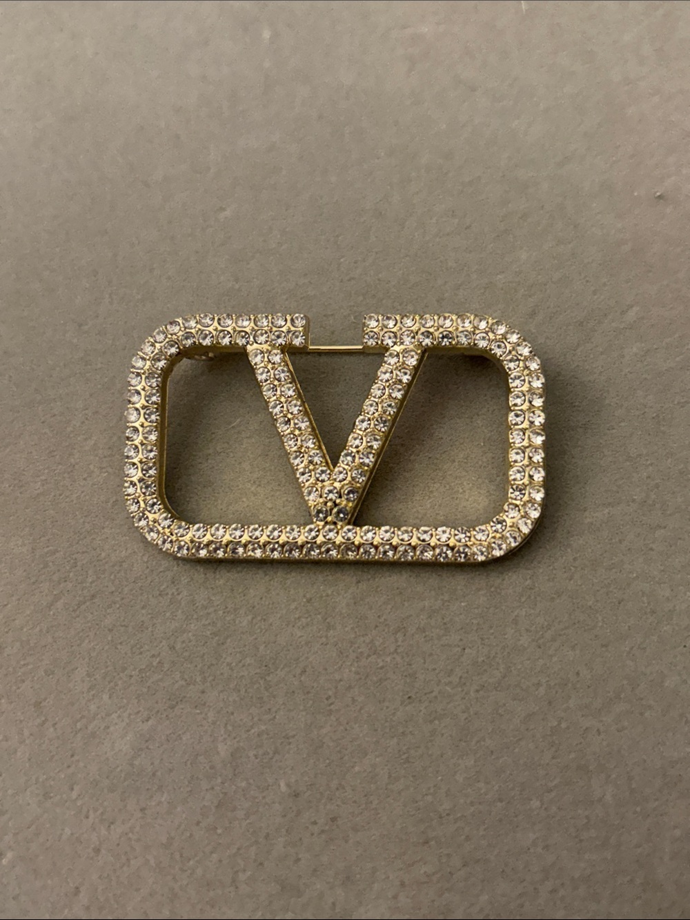 Gold Crystal Logo Brooch Pin - Women's Jewelry